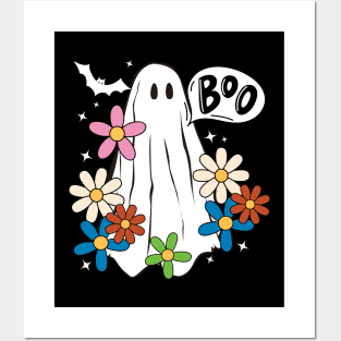 Funny Scary Retro Halloween Ghost Graphic Art Posters and Art